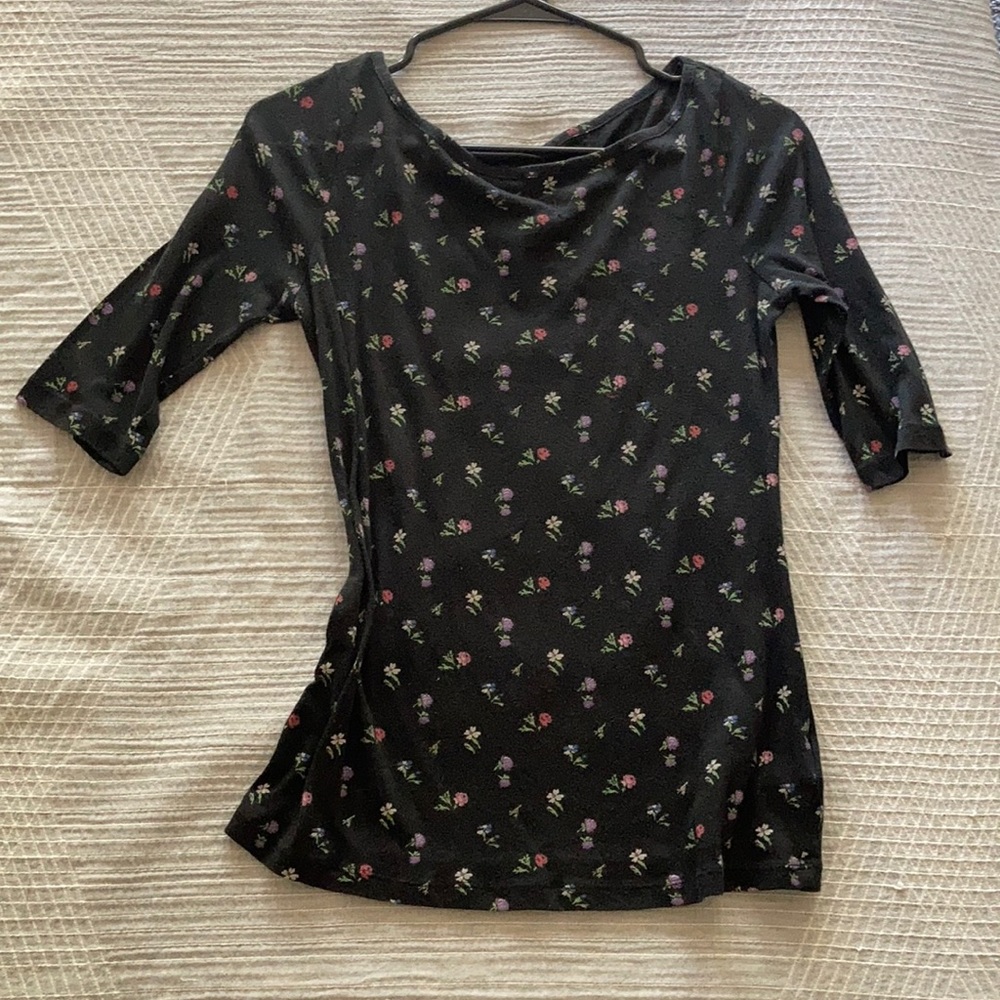 Black floral shirt